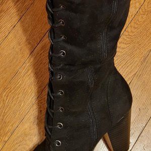 Black suede women's tall boot, Forever 21, 7